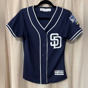 🩵 San Diego MLB Baseball Jersey Women’s Majestic Official 2016 All Star Patch
